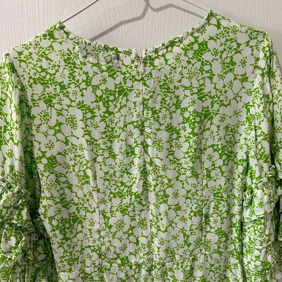 Faithfull The Brand Serafina Freja Green and White Floral Print Mini Dress